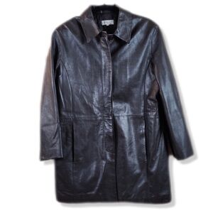 Vintage 90’s L’Equipe Plus Longline Chocolate Brown Leather Coat L